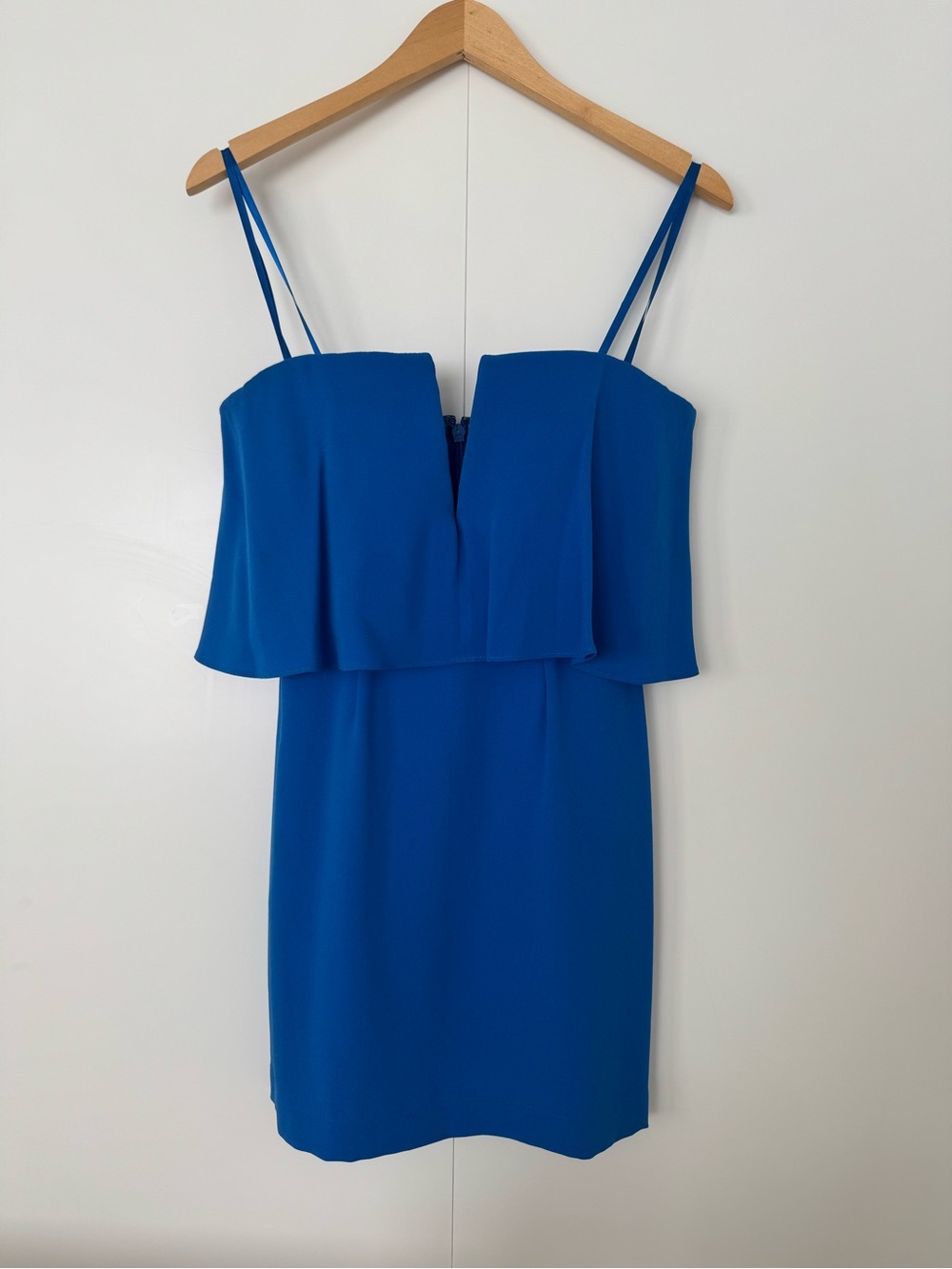 BCBGMaxAzria Royal Blue Strapless Overlay Mini Dress